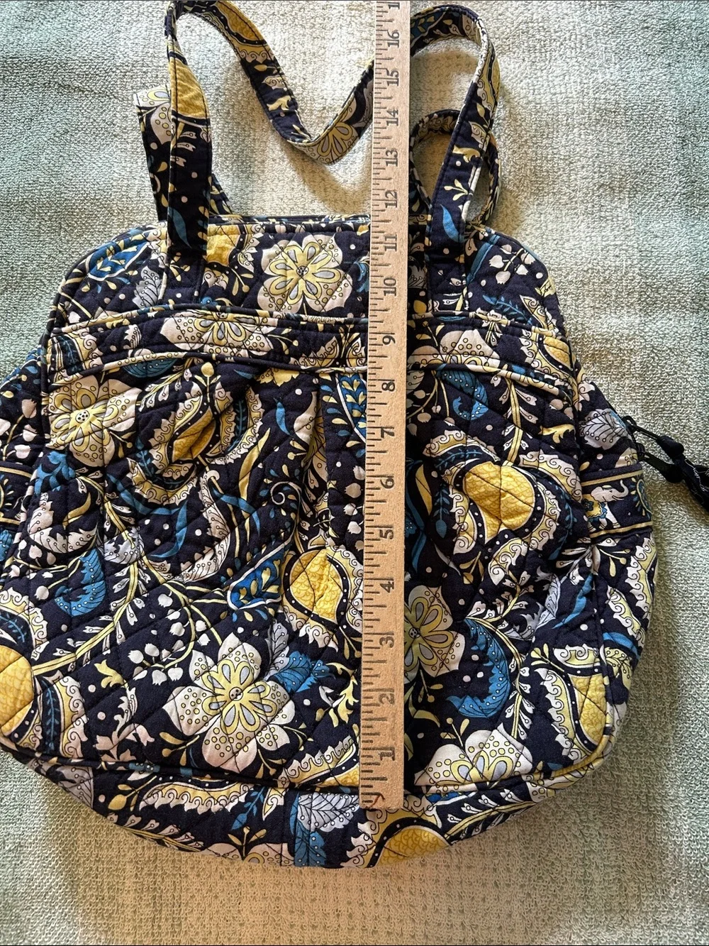Vera Bradley Quilted Floral Tote Bag in Navy, Yellow & Cream